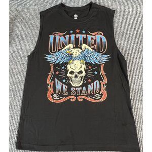 Celebrate Patriotic T Shirt Mens Small Black "United We Stand" Muscle Sleeveless